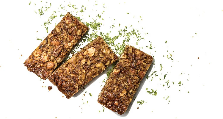 3 nut bars on a white
background