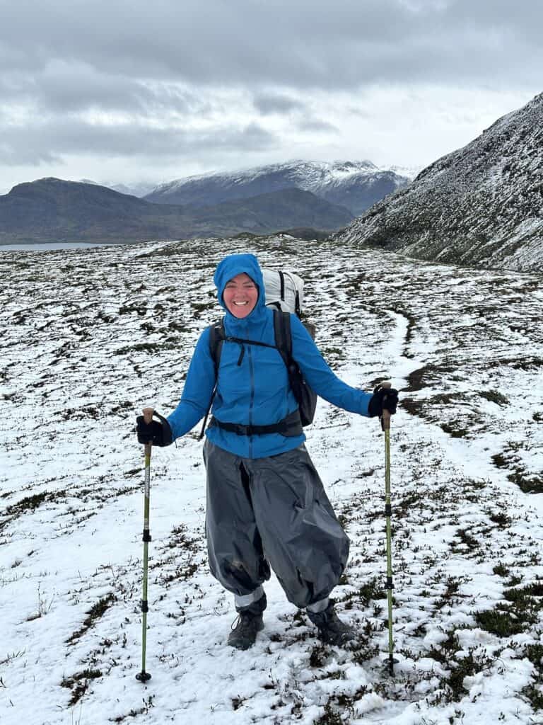 Belinda standing on a snowy mountainside