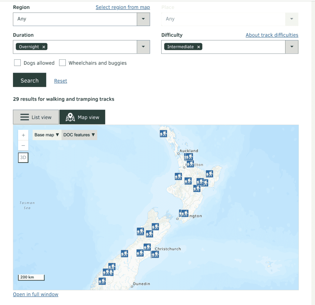 How to Find New Zealand Hiking Trails Using the DOC Website